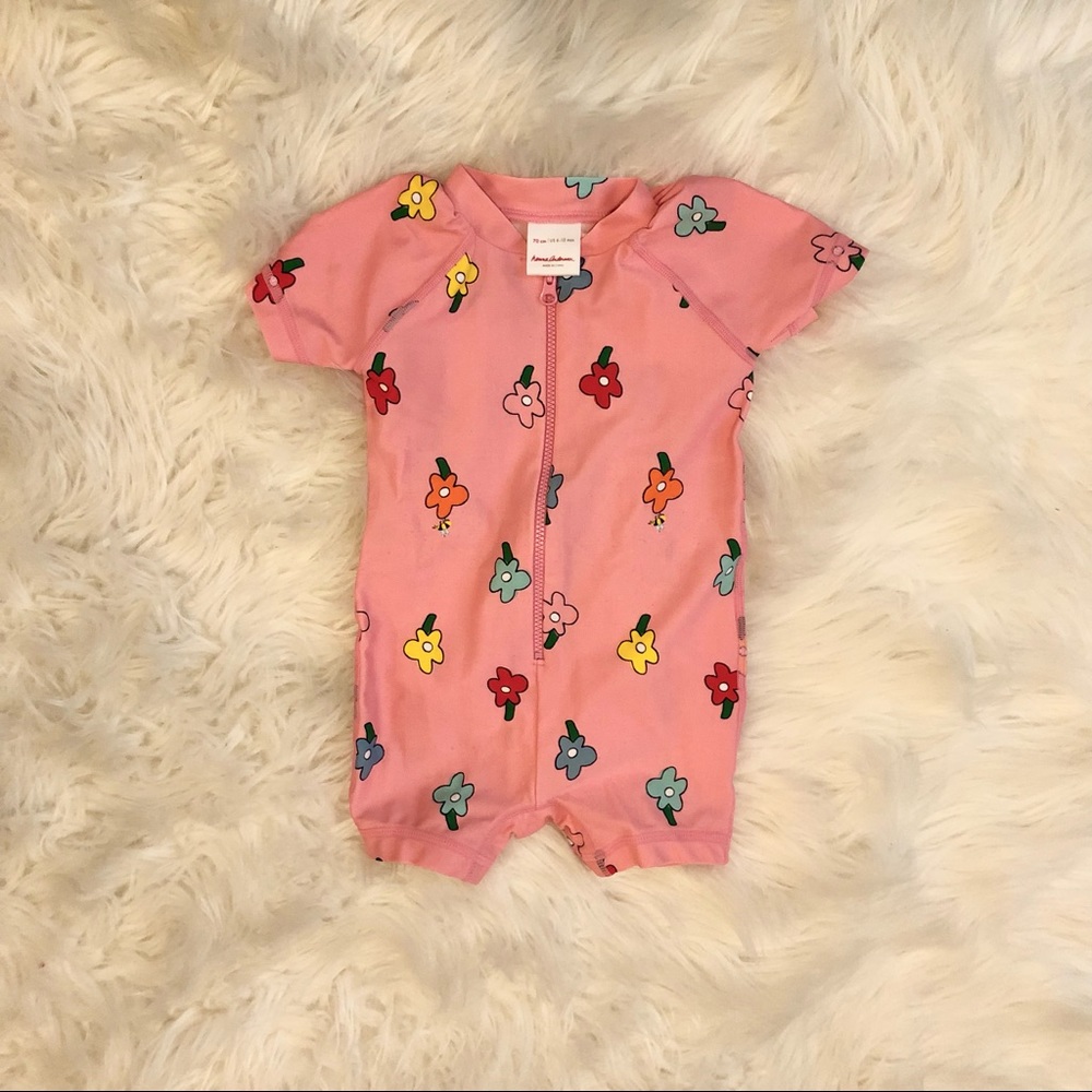 Hanna Andersson Pink Floral Girl’s Swimsuit Sz 6-12 mos.